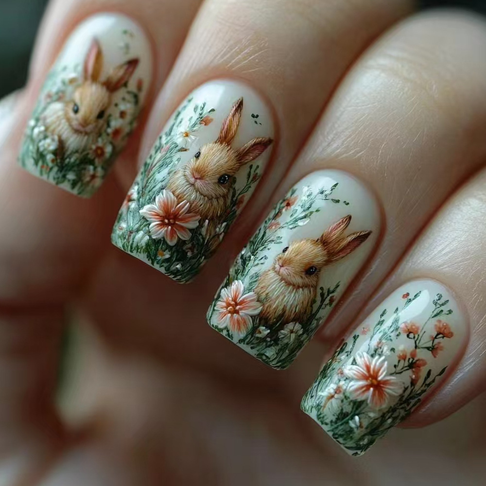 3D estereoscópico adorable guía de manicure pascua parche de uñas al por mayor Europa y América ventas calientes relieve para usar piezas de uñas