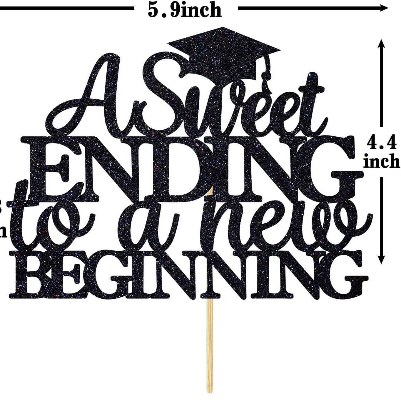 Pastel de inserción de la tarjeta de decoración superior 2024 College High School graduación decoración del partido suministros negro flash creativo transfronterizo