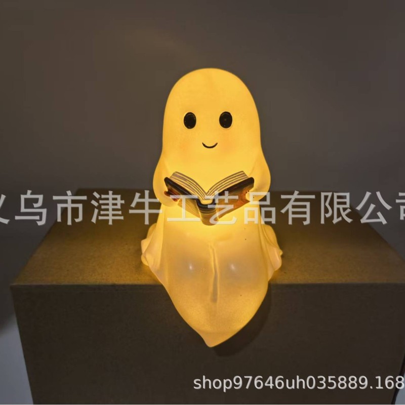 Cute Ghost Reading Book Lamp可爱的幽灵阅读书灯万圣节幽灵夜灯|undefined