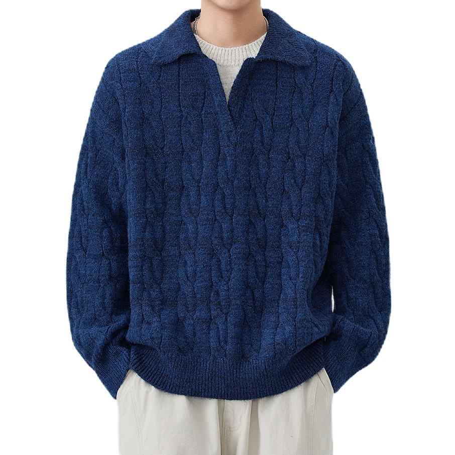 Explosiones transfronterizas de tamaño grande falso de dos piezas de polo camisa de punto de torsión suéter hombre viejo dinero fábrica de moda al por mayor