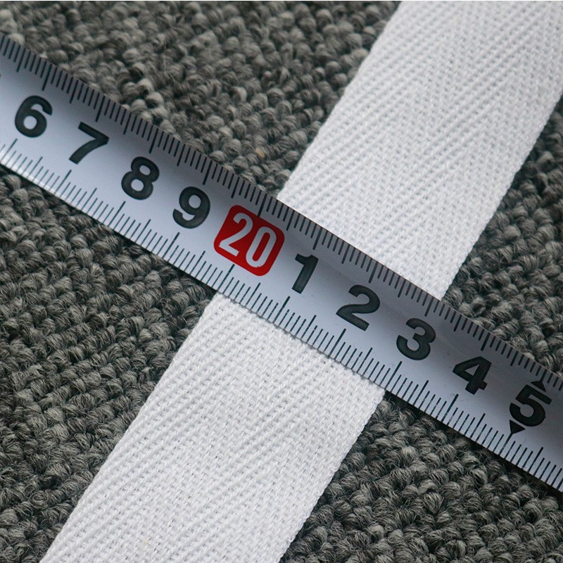 Cinta de espiga de algodón y poliéster blanco puro del fabricante para el cuello trasero de prendas, cinta de algodón para embalaje con ribete de espiga de algodón simple y doble.