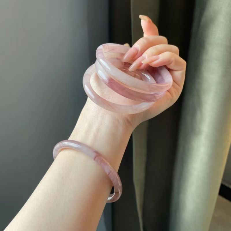 Pulsera redonda gruesa jingle pulsera vidrio imitación Jade accesorios estilo antiguo paso prohibido novias Pequeño Libro Rojo mismo estilo recomendar regalo de cumpleaños