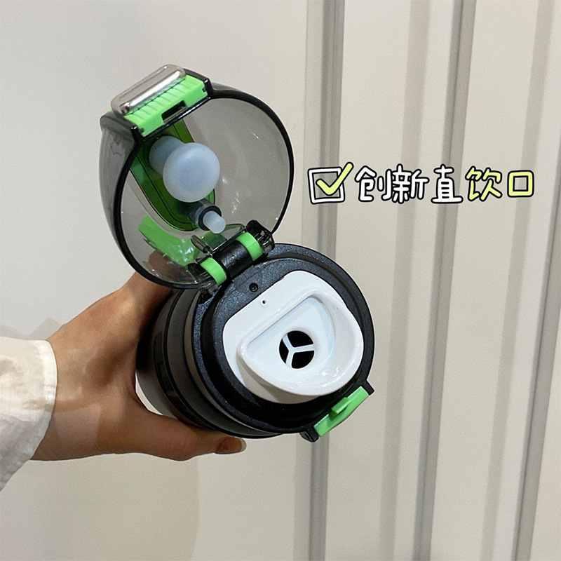 新款时尚潮酷弹跳直饮保温杯304不锈钢带提手随身杯保温保冷水杯|undefined