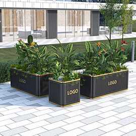 不锈钢花箱户外花坛移动树池组合房地产成品种植箱商业街隔断