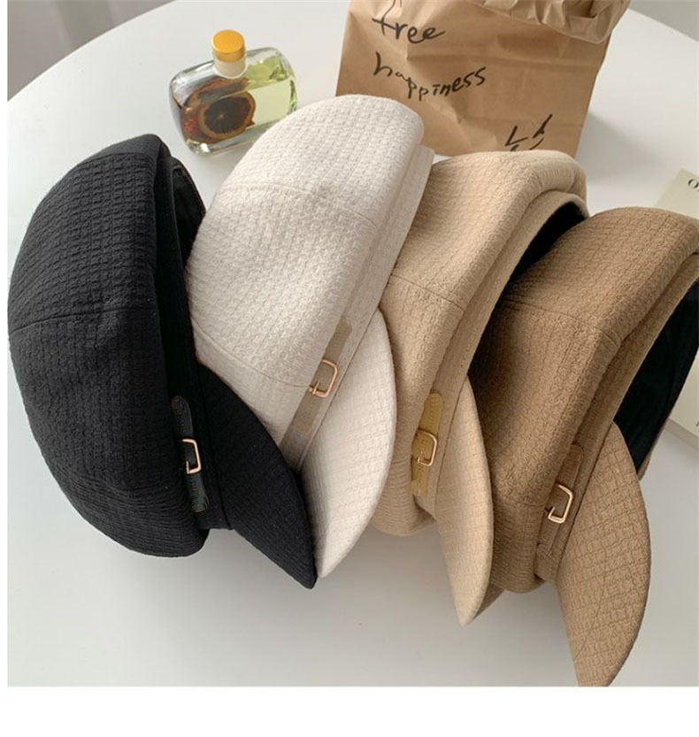 Neuer achteckiger Hut für Herbst und Winter für Kinder, achteckiger Hut mit britischem Waffelgitter für Frauen, Gürtelschnalle aus Metall, modischer und vielseitiger Maler_voghion.com