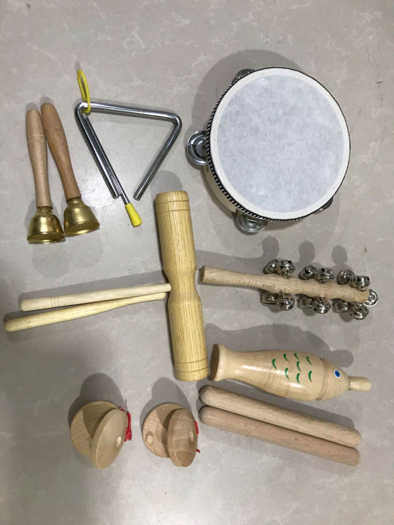 Traje DE REGISTRO DE Orff traje de madera doble campana tambor madera arena huevo palo traje
