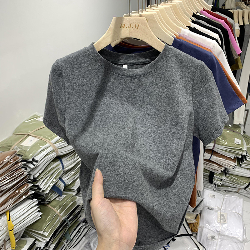 女性のための右肩半袖 T シャツ 2025 夏の新しいルーズインナー多用途ラウンドネック T シャツ薄いトップ|undefined