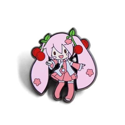 Cute Sakura Virtual Singer Enamel Pin Double Ponytail Girl Badge Brooch Fan Otaku Gift Accessory (Yaxa sancaqları) - pink