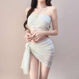 海星游泳衣女分体辣妹新款显瘦遮肚韩国ins性感纯欲比基尼三件套