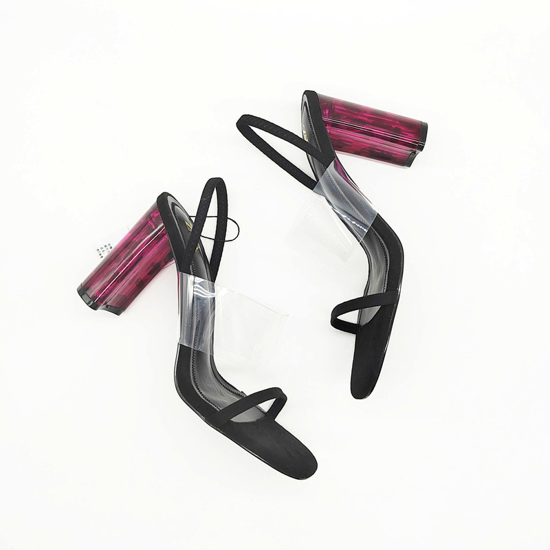 Crystal Thick-heeled Fairy-style High Heels Summer Fashion New Trendy Foreign Trade One-heeled Sandals with Transparent Heel Women's Single-layer Shoes