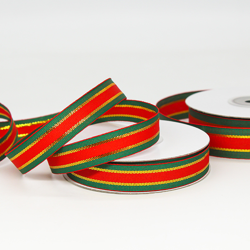 Fábrica al por mayor cinta de Navidad embalaje de regalo cinta de borde dorado rayas para hornear cinta de pastel decorativo image 5