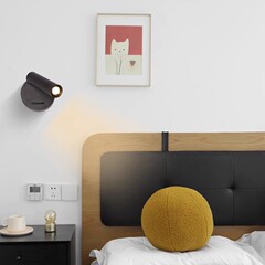 モダンでシンプルなホテルB&B寝室客室LED小型スポットライトベッドサイド表面実装スイッチ付き回転読書壁ランプ