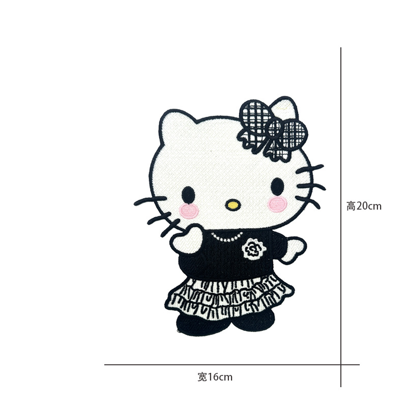 Cartoon al por mayor bordado por computadora kt pegatinas de tela de gato Sanliogou diy pegatinas de parche tejido cesta de ropa adorno accesorios pegatinas