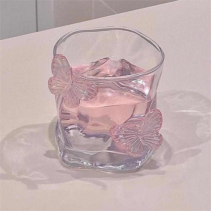 Ins-Style Butterfly Twist Glass Cup, High Aesthetic Value, Creative Household Juice and Whiskey Cup