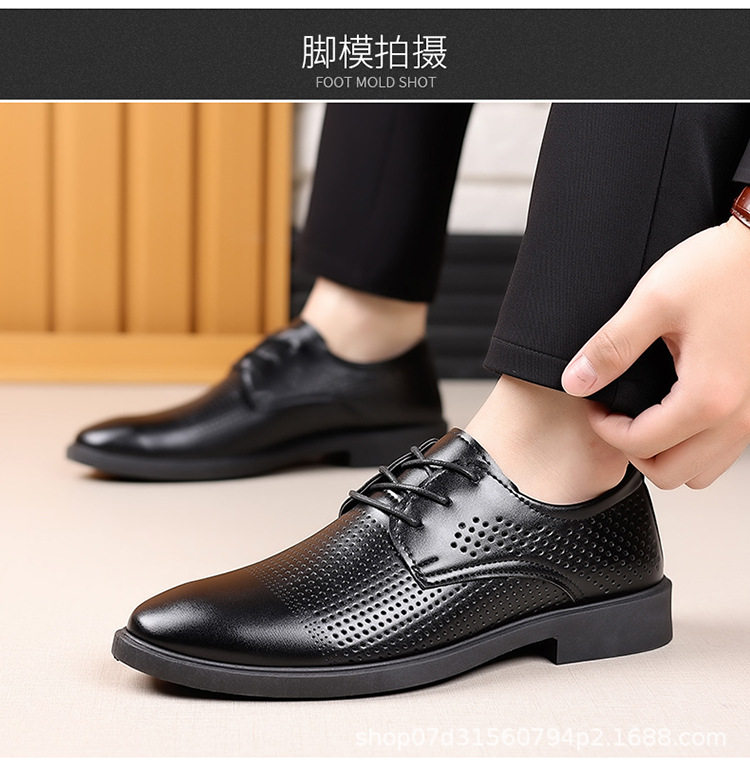 Dép sandal da nam mũi nhọn thắt dây thoáng khí chống trượt — P66 màu đen chi tiết 11