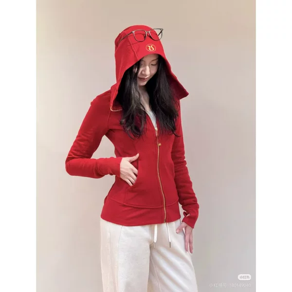 lulu Scuba Slim-Fit Full-Zip Hooded Jacket with Thumb Holes, Casual Cardigan Yoga Wear, Sports Top
