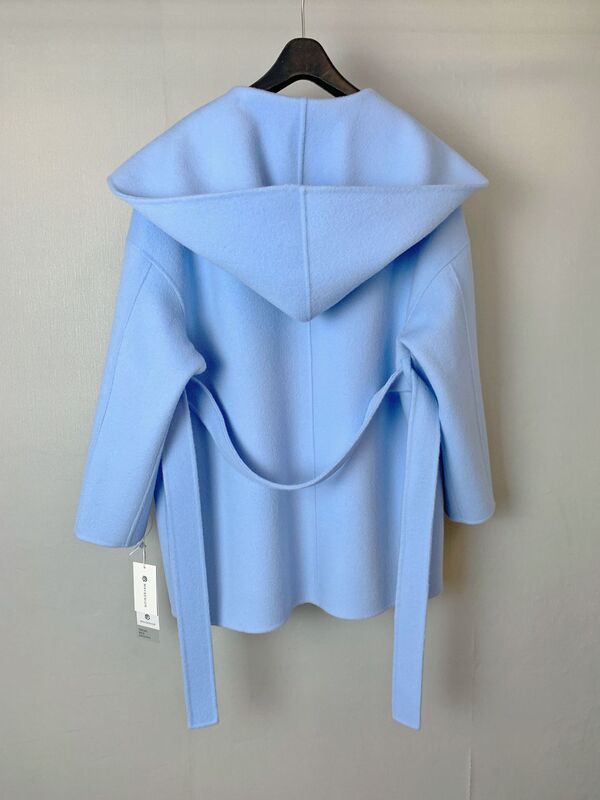 現物大連nss秋冬現物の中の長いタイプの婦人服は帽子のゆったりしている版の両面のカシミヤのコートのウールの外にあります。|undefined