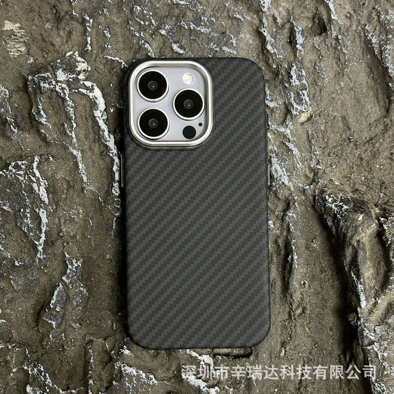 iPhone17ProMax用ケブラーパターン磁気吸着ハードケース16カーボンファイバーパターン耐衝撃保護ケース|undefined