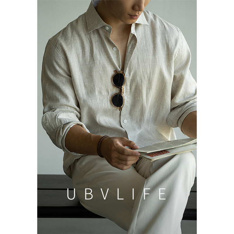 Italian-Style Linen Lightweight Breathable Long-Sleeve Shirt for Men, 2026 Spring New Casual Shirt in a Relaxed Old Money Style