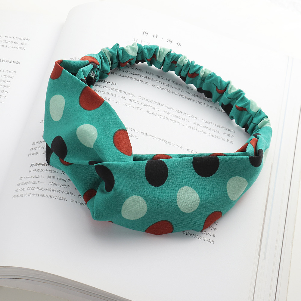 Wholesale Jewelry Polka-dot Cross-knotted Wide-brimmed Fabric Headband Nihaojewelry display picture 7