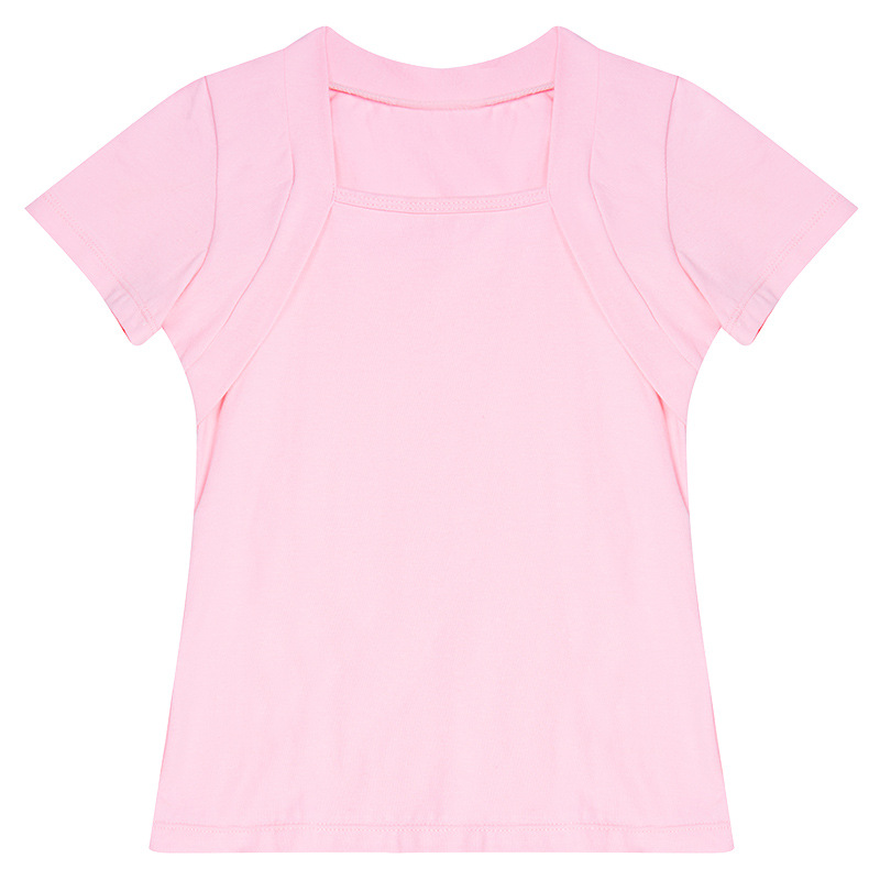 Ropa de baile para niños Ropa de práctica de dos piezas para niñas de verano Cuello cuadrado de algodón de manga corta Top de dos piezas falso Ropa de baile chino para niños