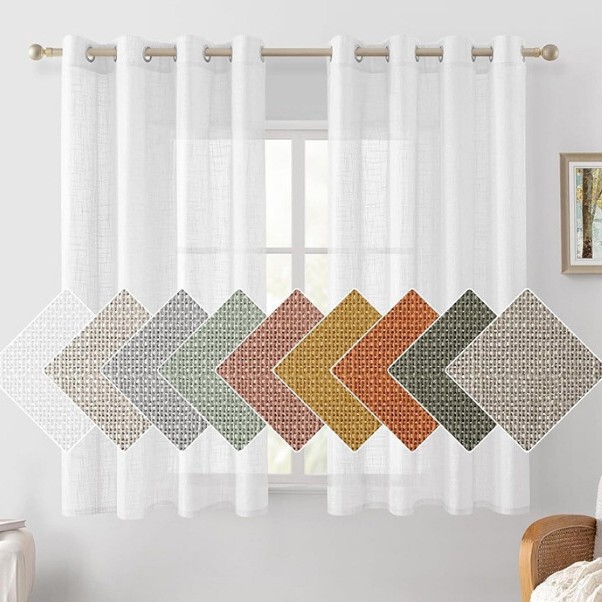 Cross-Border Exclusive for Amazon Linen Popular Big Belly Linen Gauze Imitation Linen Window Screen Curtains Gauze Curtains Translucent Curtains