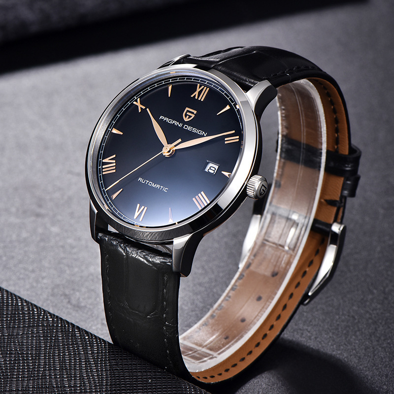 Bojiani Pagani reloj para hombre reloj mecánico automático Correa impermeable de acero inoxidable Reloj simple de negocios 1759
