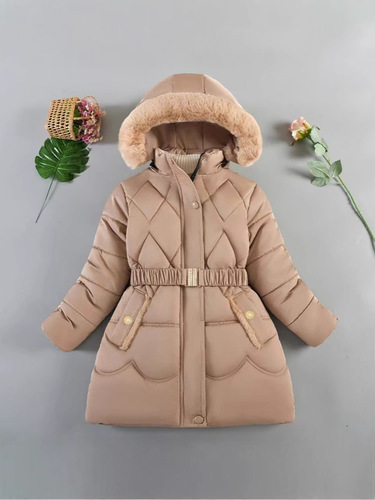 Girls 'winter coat, thick cotton coat, medium and long, waist and slimming, foreign trade, small and medium-sized children, cold protection