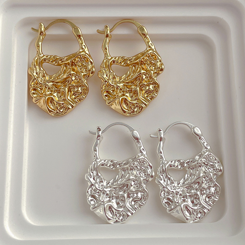 INS Style Solid Color Copper Irregular Plating Earrings 1 Pair