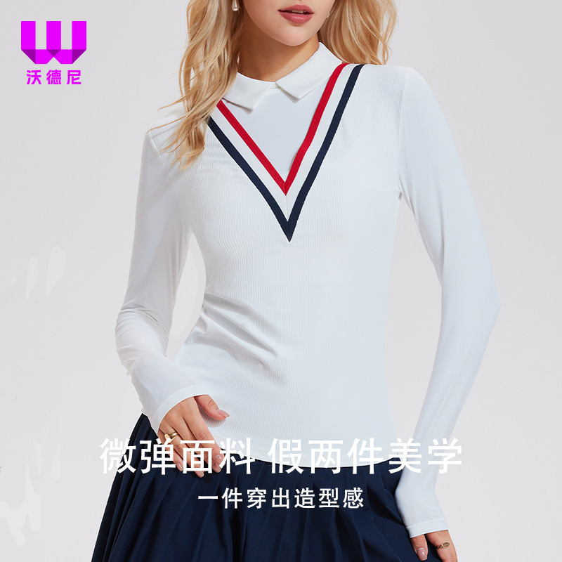 Trajes de yoga transfronterizos, camisetas de manga larga, camisetas de golf, camisetas de polo, camisetas de moda, camisetas delgadas