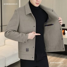 羊毛呢外套男士短款双面尼大衣2024秋冬新款男装加厚羊绒呢子夹克