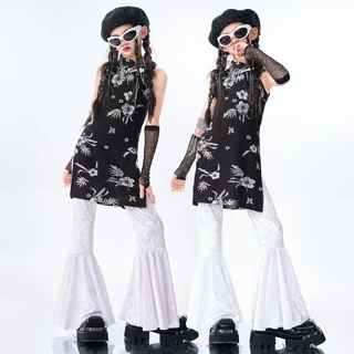爵士舞女童服装潮酷时髦女孩jazz街舞演出服甜酷风少儿走秀女团