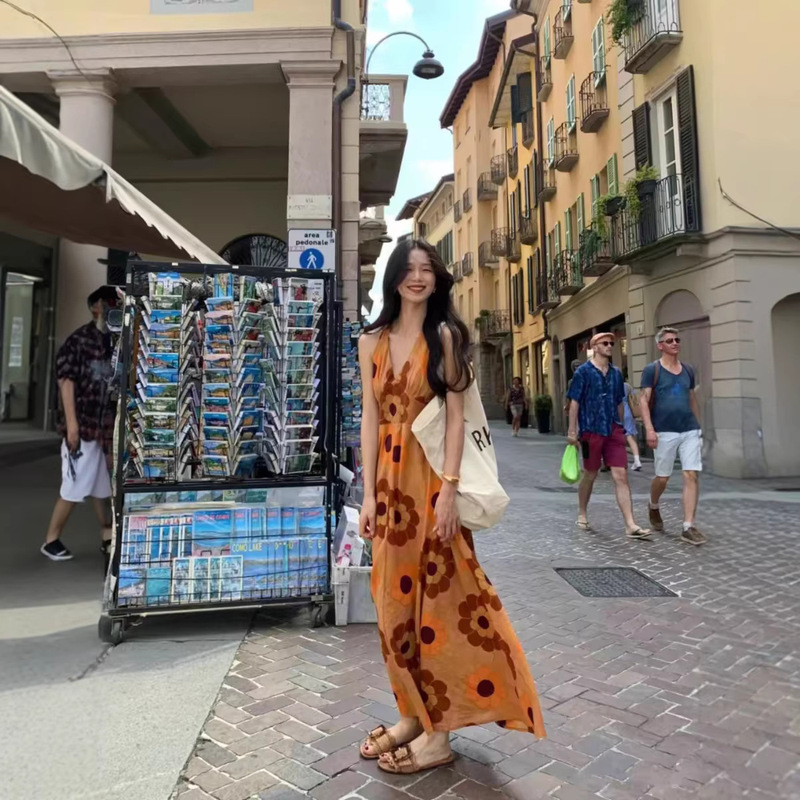 Bali Vacation Beach Dress, Hainan Sanya Dopamine Seaside Outfit, Long Dress, Yunnan Dali Photo Shoot Dress Bali Vacation Beach Dress, Hainan Sanya Dopamine Seaside Outfit, Long Dress, Yunnan Dali Photo Shoot Dress