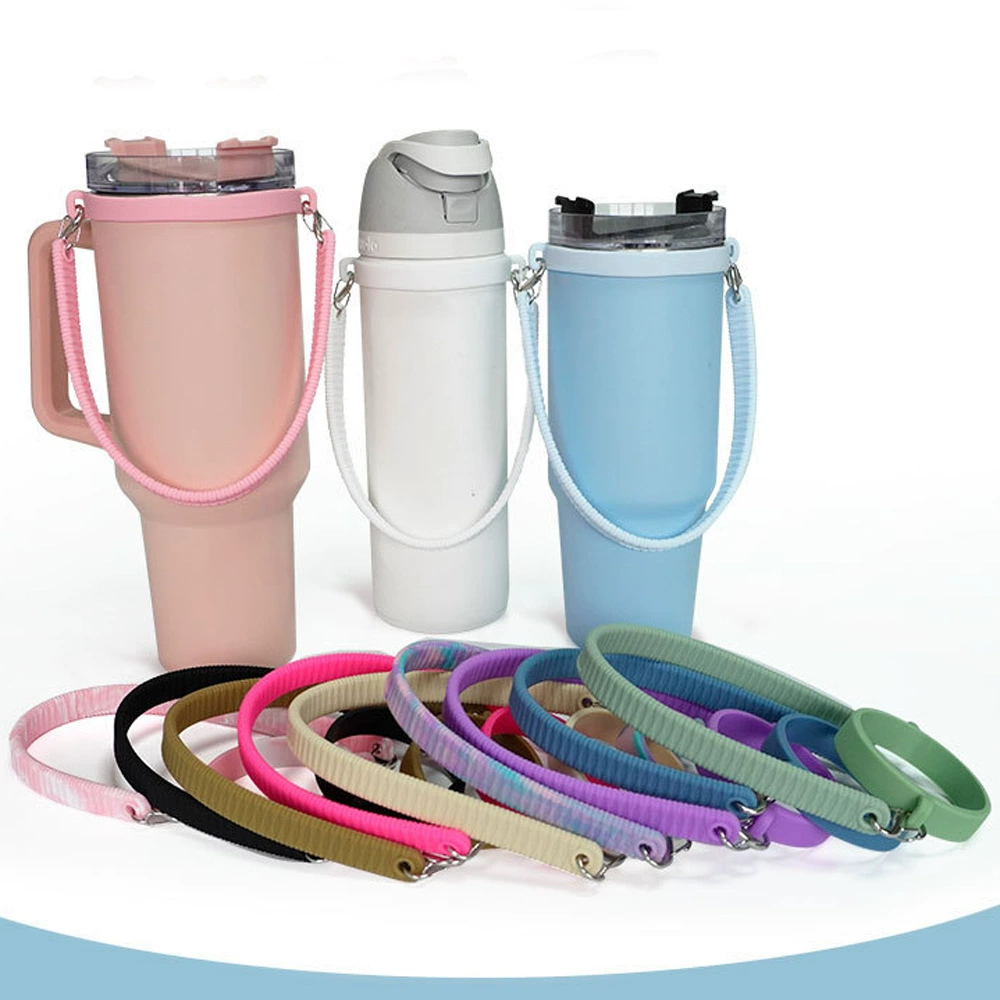 Веревка для бутылки с водой, изолированный ремешок для чашки с водой, веревка для переноски кофейной чашки, портативная ручка, эластичная силиконовая веревка для переноски чашки для чая с молоком для выхода на улицу