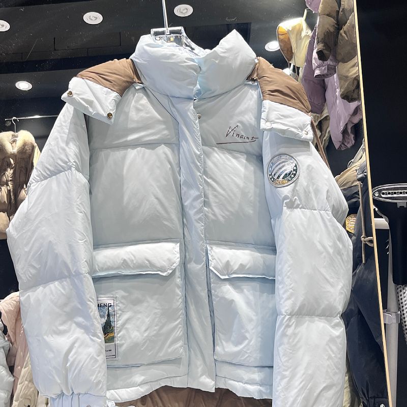 Down Jacket Women's New Winter Korean Style Versatile Removable Hood Student Jacket White Duck down Warm Mid-Length Jacket