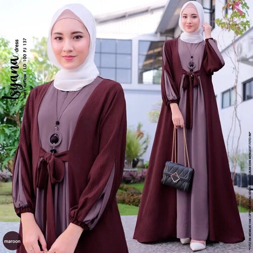 Malay Muslin Women's Middle Eastern Dress Tie Waist Long Sleeve Long Dress Abaya Versatile