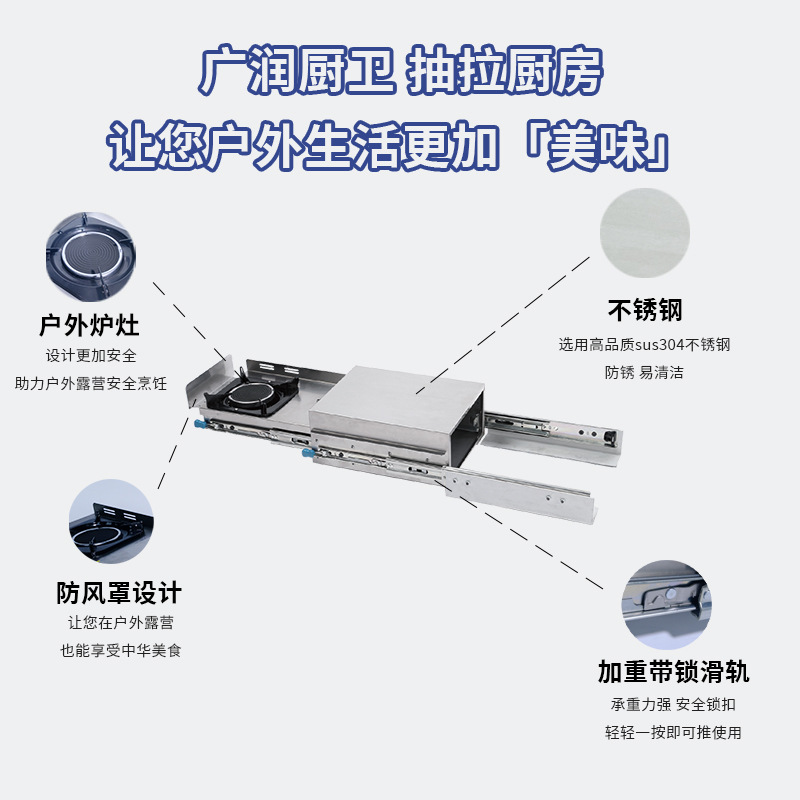 Cocina lateral de RV Estufa de extracción al aire libre con tabla de cortar Mini estufa de gas de un solo ojo GR-C003G