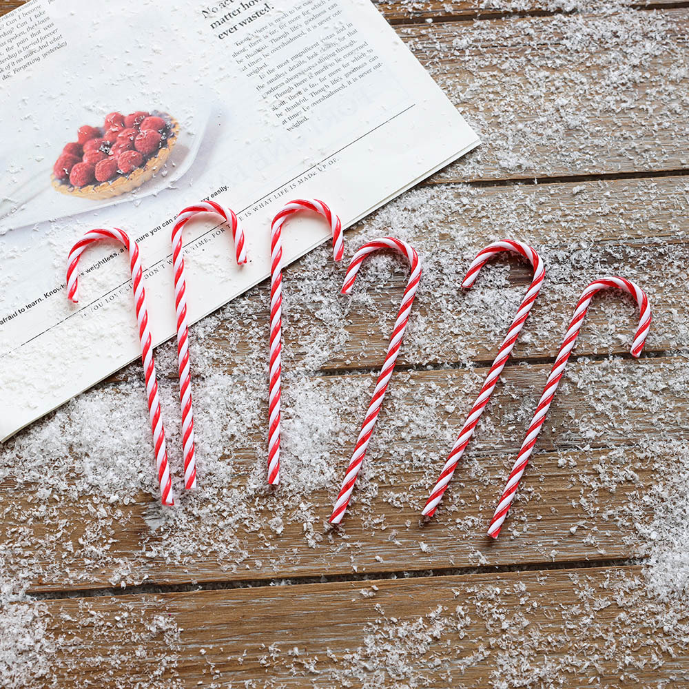 Adornos navideños de plástico con forma de bastón, decoraciones colgantes para árboles de Navidad, coronas navideñas, accesorios de guirnalda navideña se pueden mezclar.