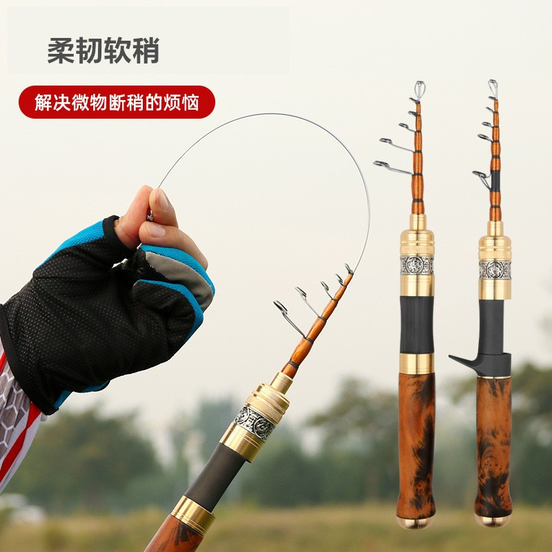 Jiwei madera sólida mango de carbono ejector caballo caña UL mango recto micro caña de caña de pesca de arroyo