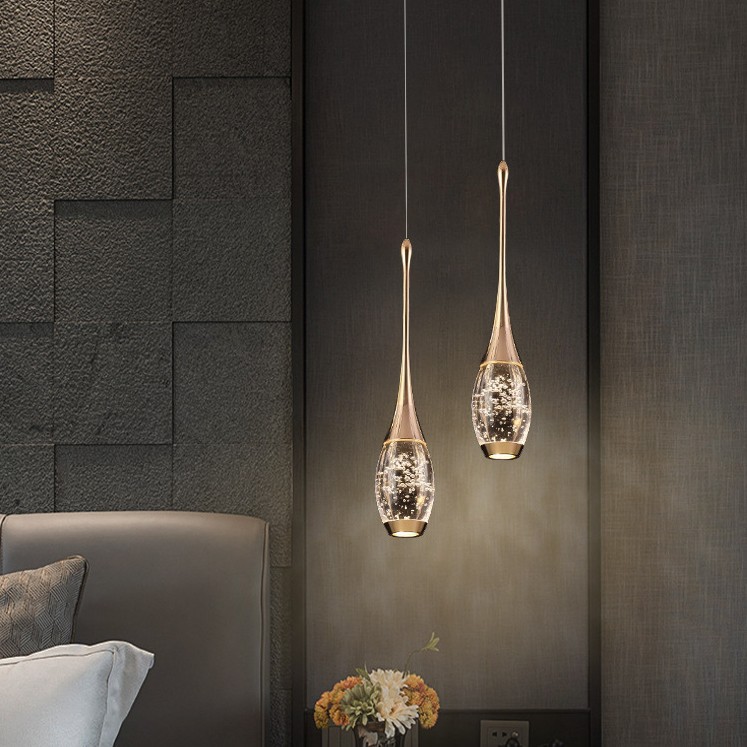 Dormitorio Crystal Luxury Premium 2024 lámpara dormitorio principal bar simple pequeño cabina de suspensión ligera lámpara de suspensión moderna elevación cabezal de cama