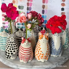 跨境 Polka Dot Cat Vase - Cat lover gift 波点猫花瓶-爱猫礼物