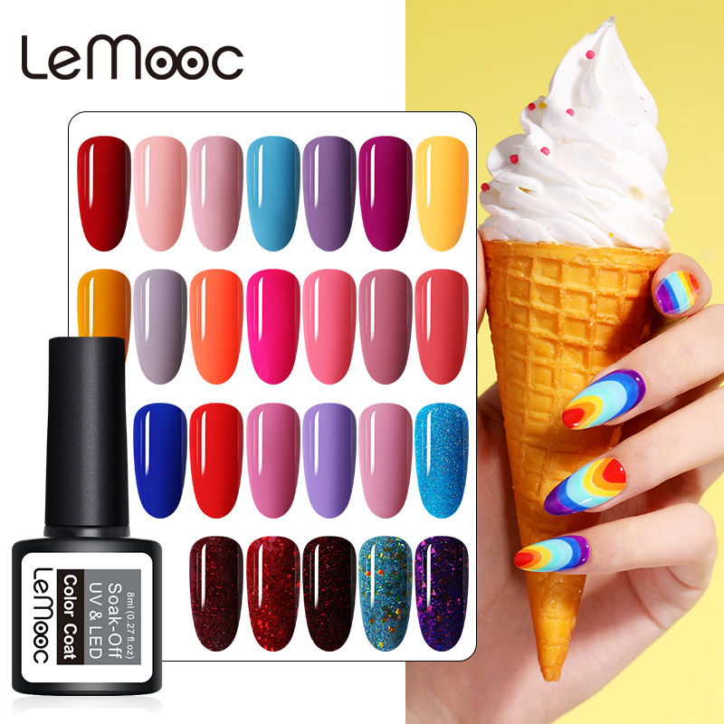 Lemooc跨境美甲純色甲油膠光療指甲膠實色甲油膠蔻丹芭比膠80色