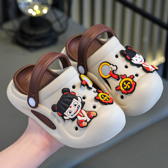 Nezha Slippers Children's Cave Shoes Boys Summer New Cartoon Soft Sole Indoor Baby Outer Wear Beach Shoes Sandals