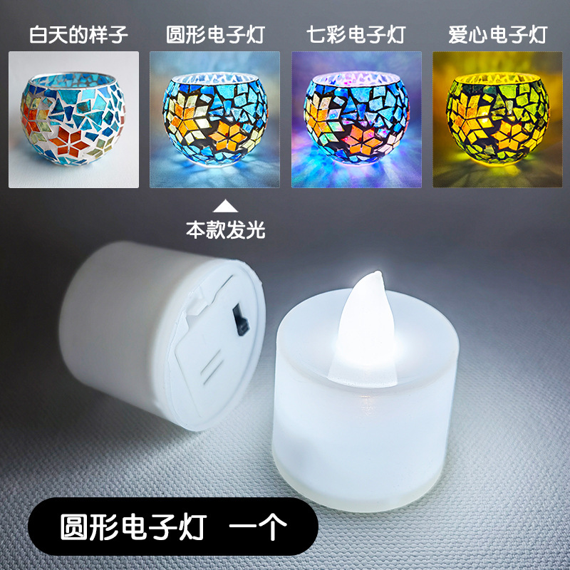 Hecho a mano creativo DIY material niños mosaico candelabro de vidrio Fondo embrión kindergarten regalo estudiante