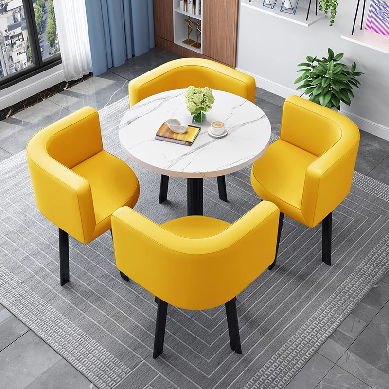 モダンでシンプルな商談テーブルと椅子の組み合わせオフィスカフェ受付レジャーミルクティーショップクリエイティブな小さなラウンドテーブル|undefined