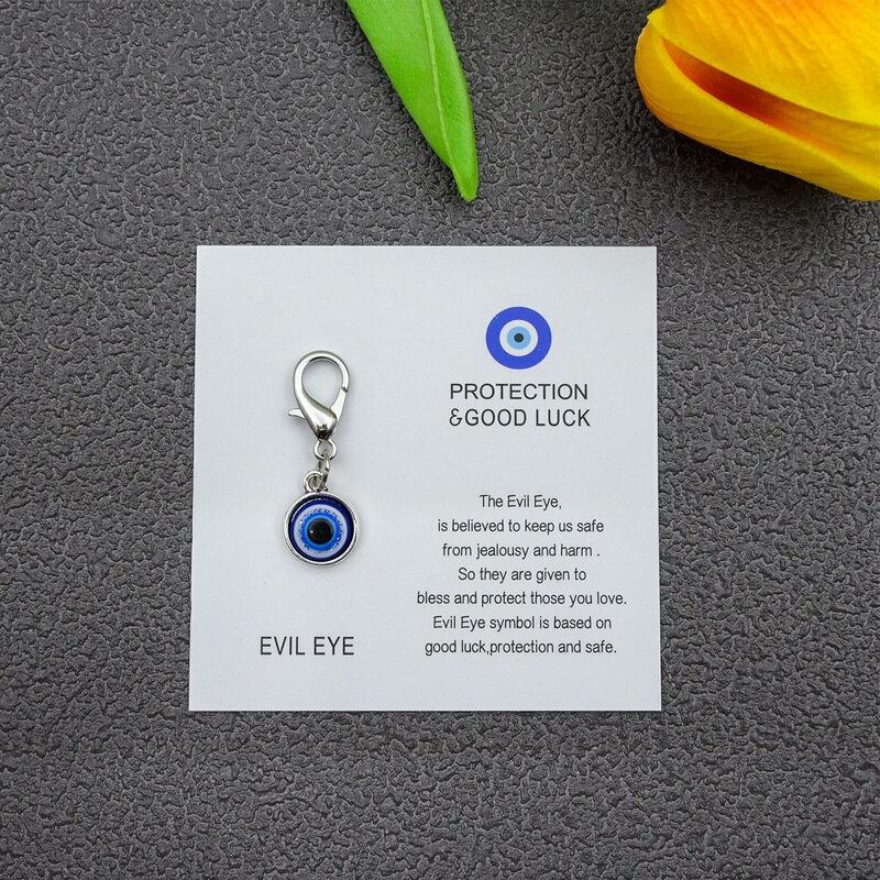 Cross-Border Best-Selling Protection Good Luck English Good Luck Card Blue Evil Eye Keychain Pendant Cross-Border Best-Selling Protection Good Luck English Good Luck Card Blue Evil Eye Keychain Pendant