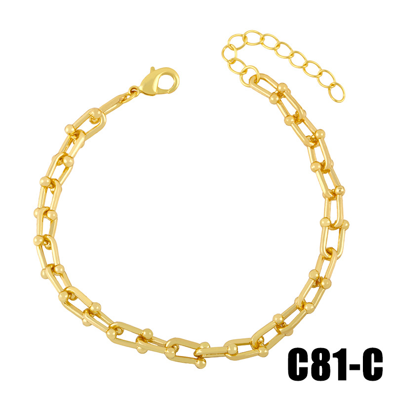 Fashion paper clip copper inlaid zircon bracelet wholesale
