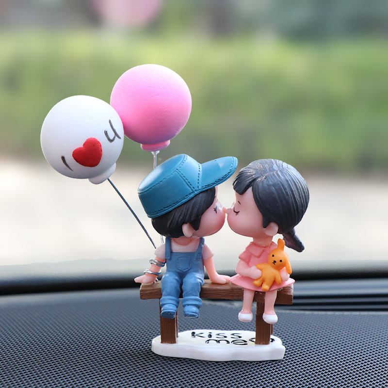 스툴커플인형 + 베이스 [파란색과 흰색 인형 + 핑크색과 흰색 풍선]
