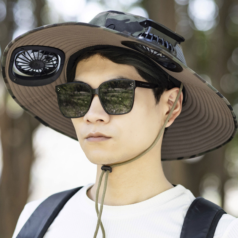 夏のソーラーファンハット屋外登山 + USB 充電サンハット大人の釣り日焼け止め帽子ファン付き|undefined