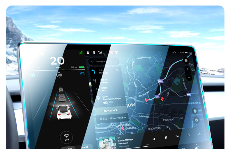Suitable for Tesla's New Version of Model Y/3 Screen Tempered Film, New Version of High-Definition Navigation Protection Interior Accessories